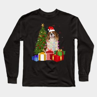 Cavalier King Charles Spaniel Christmas Tree Santa Hat Funny Xmas Gift Dog T-Shirt Long Sleeve T-Shirt